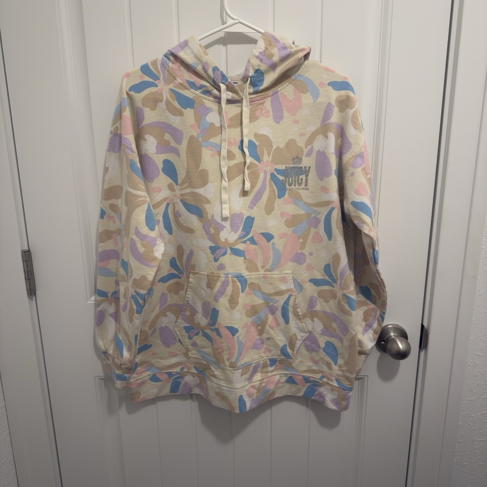 Juicy Couture Women's Hooded‎ Sweatshirt Bright Floral Size Large